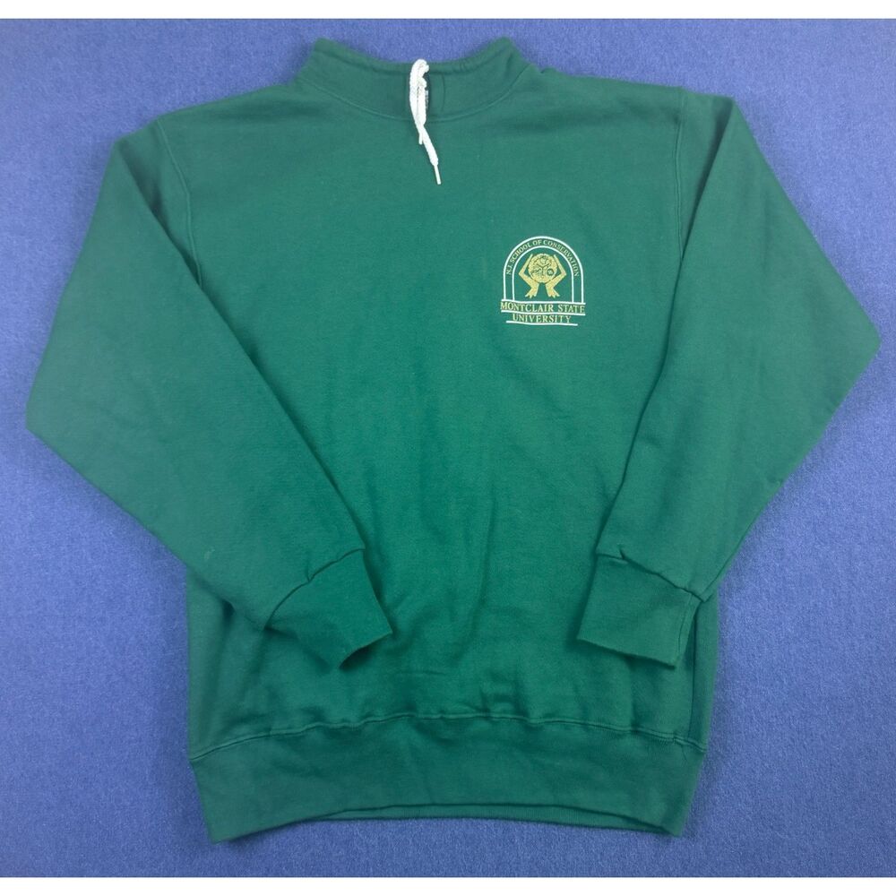 Vtg 90s Montclair State University Mock Neck Sweatshirt Medium USA